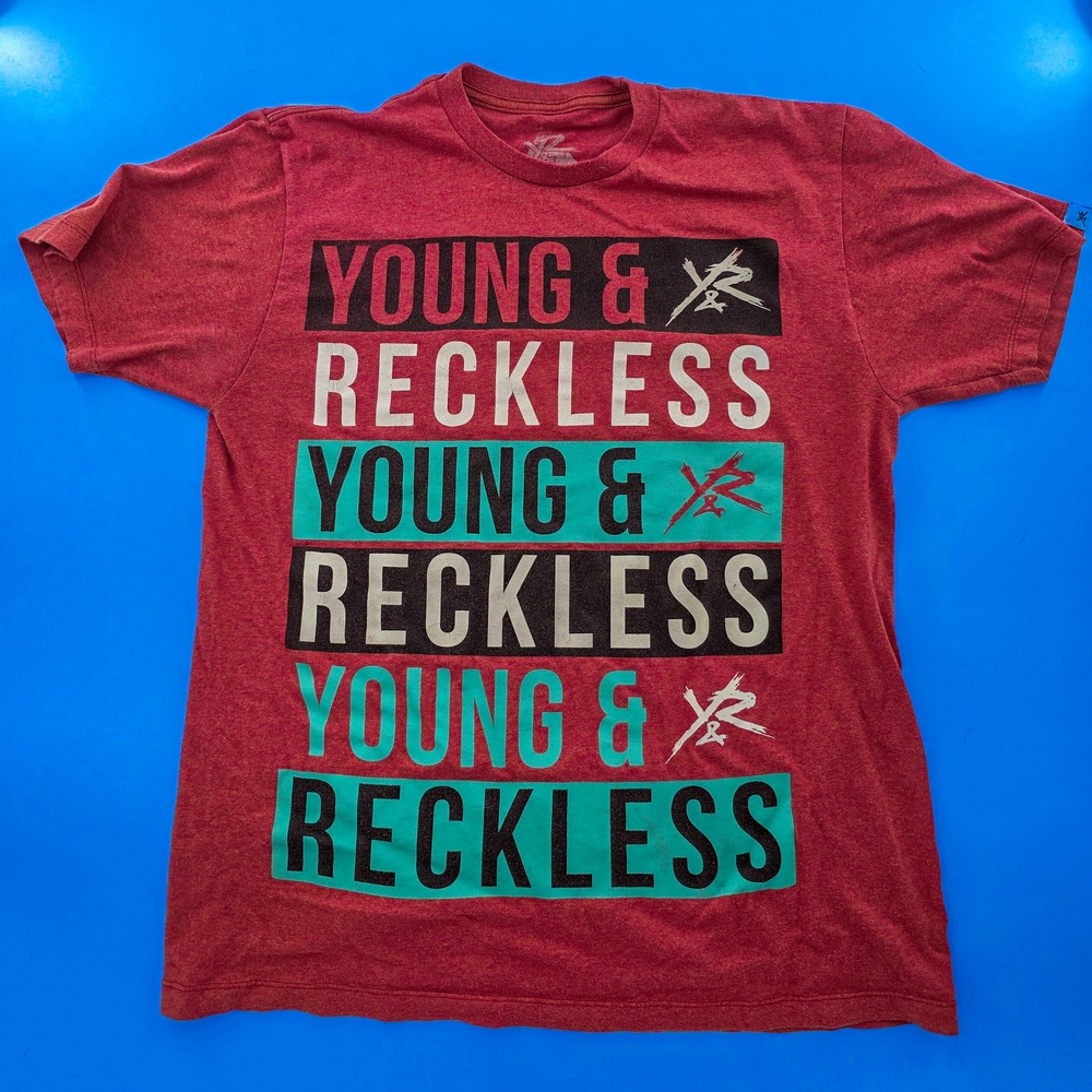 Young & Reckless‎ Men’s Red Graphic Tee T-Shirt Large Y&R Logo Streetwear Casual